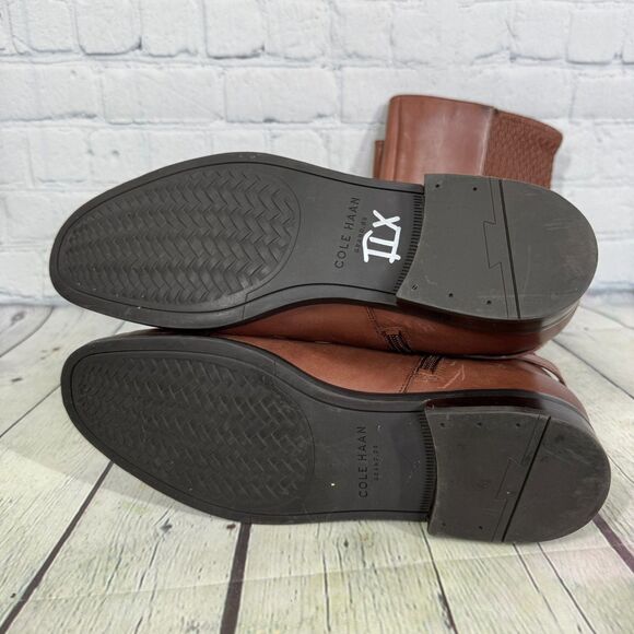 Cole Haan Riding Knee High Boots Size 9.5B Brown Equestrian Buckle Quiet Luxury - Picture 11 of 16